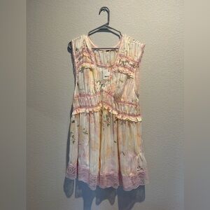 Free People Floral Pink and Cream Top